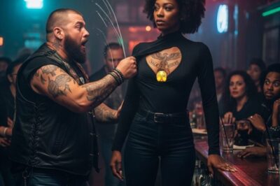 Biker rips off black woman’s shirt at bar – but when her tattoo is revealed he turns pale and is left in shock…