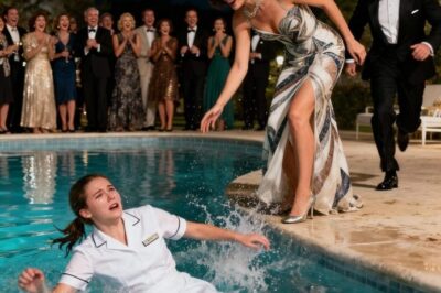 A poor waitress was pushed into the pool as everyone laughed at her — then a millionaire walked in and did something that left everyone speechless…