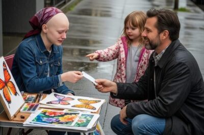 Poor Girl Sells Artwork To Fund Her Chemo,then A Single Dad Walks By And Did The Unthinkable