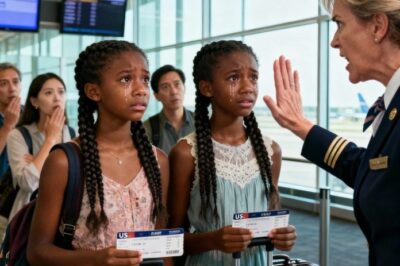 Two Black twin girls were denied boarding by a racist flight attendant — until they called their father, a billionaire CEO, and told him to cancel the flight immediately…