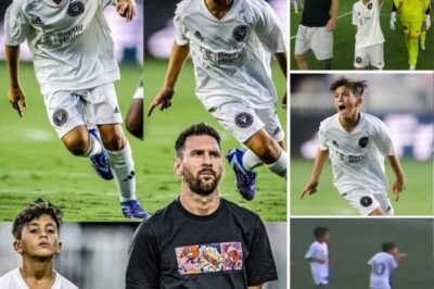 Lionel Messi’s son has taken social media by storm after scoring five goals, going viral after mimicking his father’s celebration after firing an unstoppable free-kick before scoring four spectacular solo goals.