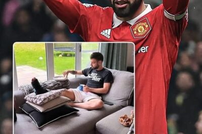 Man United handed injury scare ahead of Premier League clash with Tottenham as Bruno Fernandes’ wife posts a worrying photo of him with CRUTCHES and a protective boot