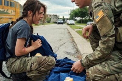 A soldier spots a trembling girl pointing at the bus, his next move stuns the town…