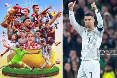 FIFA continues to “shade” Ronaldo in their new poster featuring Messi holding the trophy.