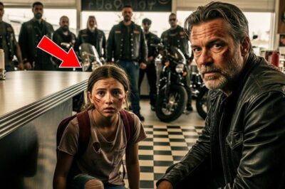 A scared little girl runs barefoot into a diner, hiding under a biker’s table to escape her abusive stepdad. What happens next will leave you speechless… and restore your faith in humanity. 💔