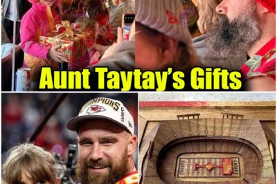 “Aunt Taylor” Saves the Day: The Viral Gift Box Moment with Jason’s Kids That Stole Hearts Before the Chiefs’ Devastating Playoff Exit