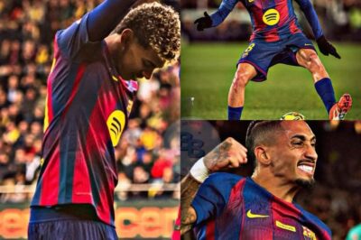 🚨 ARME FATALE DU BARÇA : Yamal, Raphinha et Pedri, le trio qui fait trembler l’Europe ! Quand ces trois génies sont réunis sur le terrain, Barcelone devient une machine incontrôlable, capable de faire exploser n’importe quelle défense. Sans blessures à l’horizon, le scénario devient terrifiant pour les rivaux : le Barça a toutes les cartes en main pour conclure la saison par un sacre retentissant.