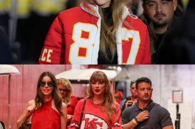 The Ultimate Crossover: Taylor Swift Stuns Fans by Rebranding the “End of an Era” While Rocking Chiefs Gear and Cheering for Fiancé Travis Kelce Backstage