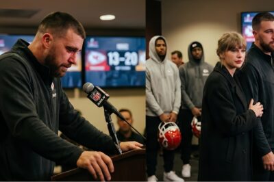 ⭐ “I owe you all the truth… and I’m sorry.” — Travis Kelce Breaks Down After Broncos Loss, Leaving Chiefs Nation in Shock After the 13–20 loss to the Denver Broncos, the entire football world fell silent as Travis Kelce, star tight end of the Kansas City Chiefs, and his fiance – Taylor Swift stepped forward with a stunning announcement that left “Chiefs Nation” shaken. READ MORE: Under the dim lights of the press room, Kelce’s voice trembled as he tried to hold back tears.