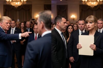 “T.R.U.M.P ordered security to remove Taylor Swift— but what she did next left the entire room stunned… Chaos erupted as T.R.U.M.P called for security. Taylor Swift stood up, eerily calm. Just before being escorted out, she pulled out a document no one expected — instantly shifting the atmosphere and causing security to hesitate.”