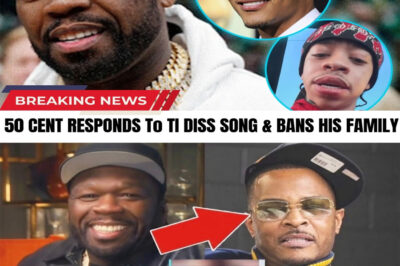 Absolute chaos!  The hip-hop war just crossed the point of no return! After T.I. dropped two savage diss tracks, his son King Harris brutally attacked 50 Cent, calling him a “deadbeat” and mocking his deep childhood trauma! But 50 isn’t just posting memes and humiliating “Cheaters” clips anymore. He just banned the entire family, and his terrifying final move involves…